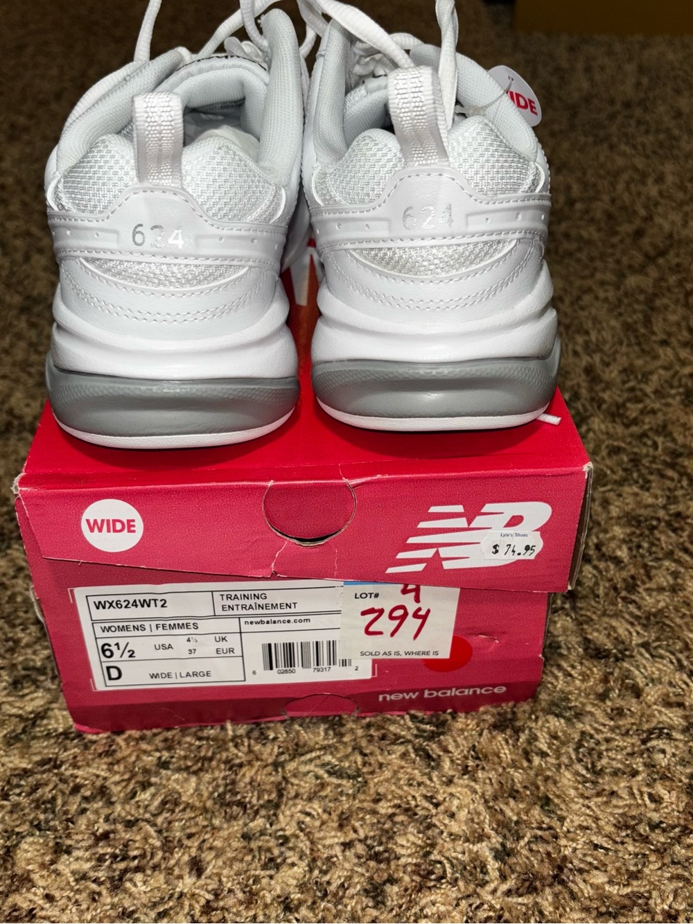 New Balance Women’s 624 Training Size 6.5 D Wide White WX624WT2 New Shoes - Picture 3 of 7